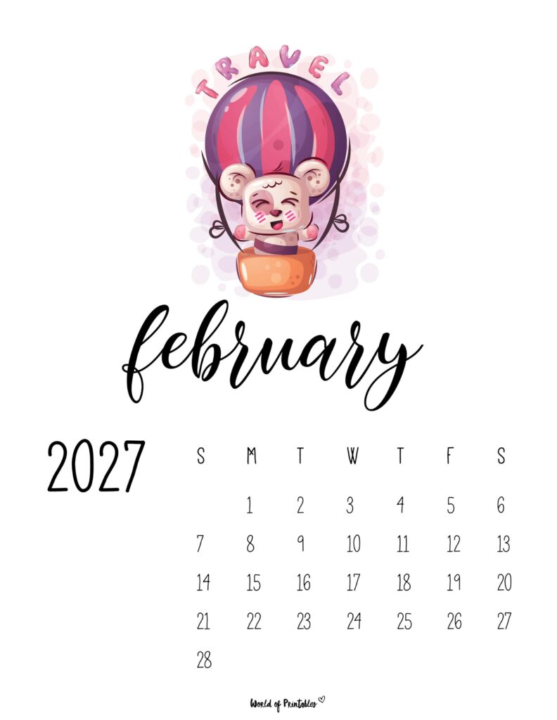 Printable February 2027 Calendar Design 41