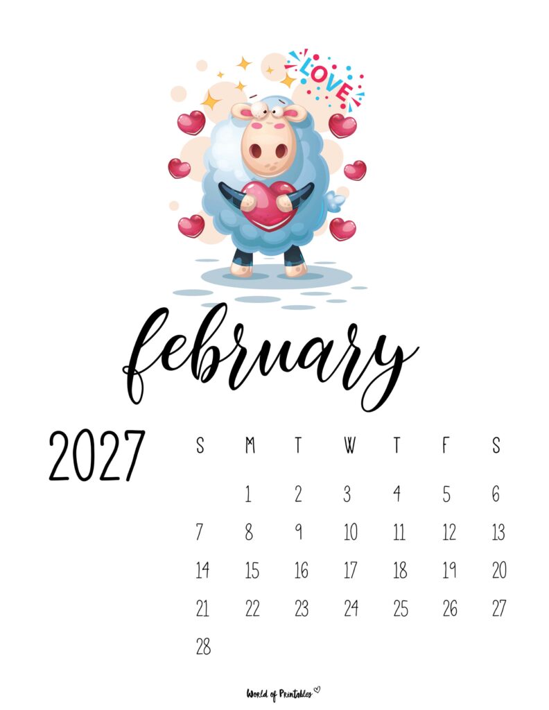 Printable February 2027 Calendar Design 43