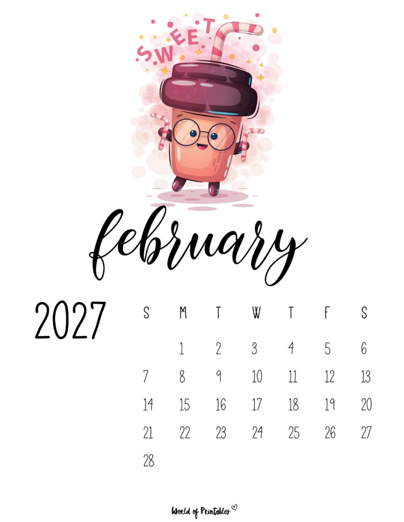 Printable February 2027 Calendar Design 44
