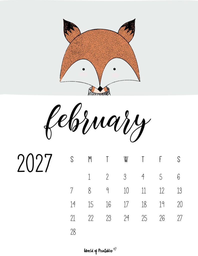 Printable February 2027 Calendar Design 45