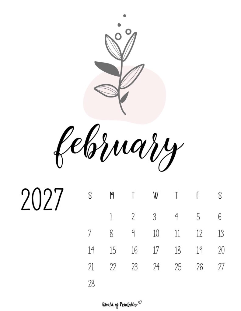 Printable February 2027 Calendar Design 46