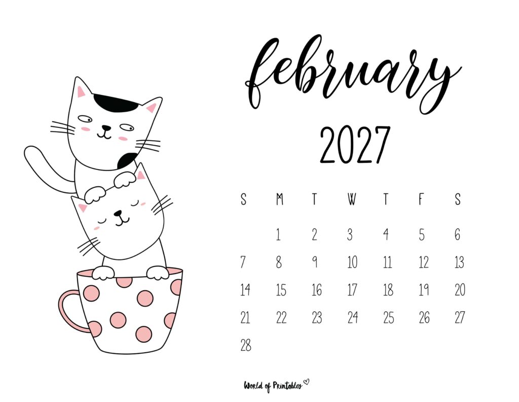 Printable February 2027 Calendar Design 48