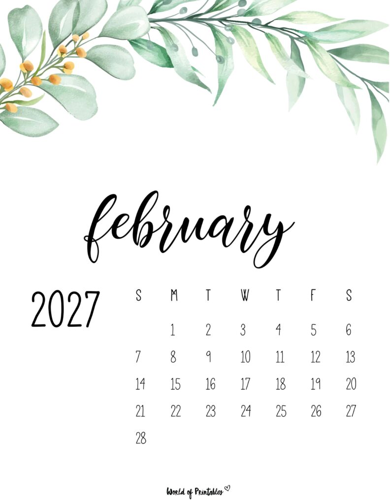 Printable February 2027 Calendar Design 49
