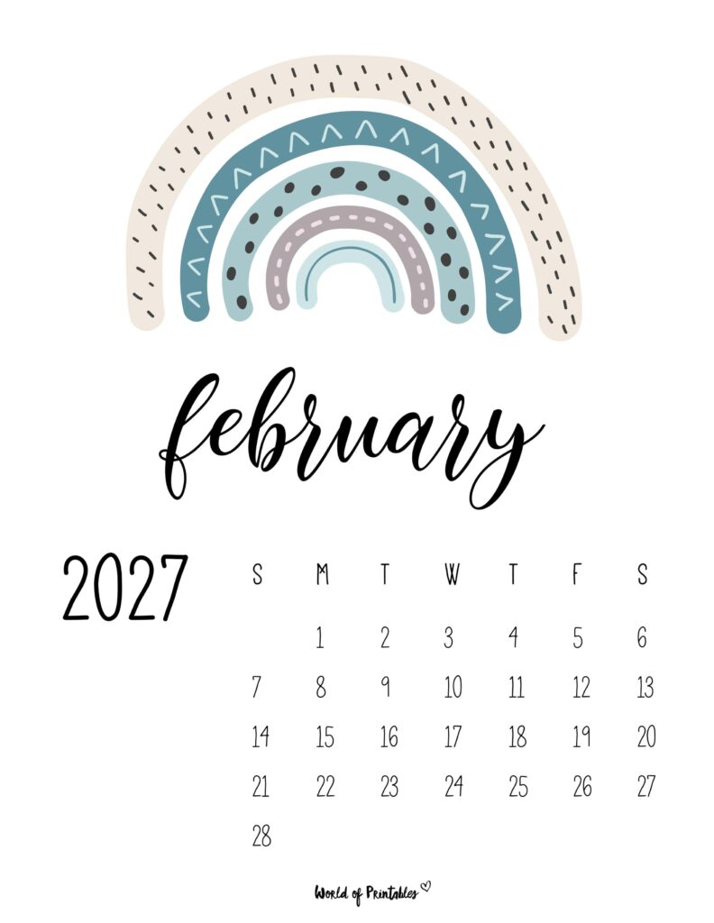 Printable February 2027 Calendar Design 51