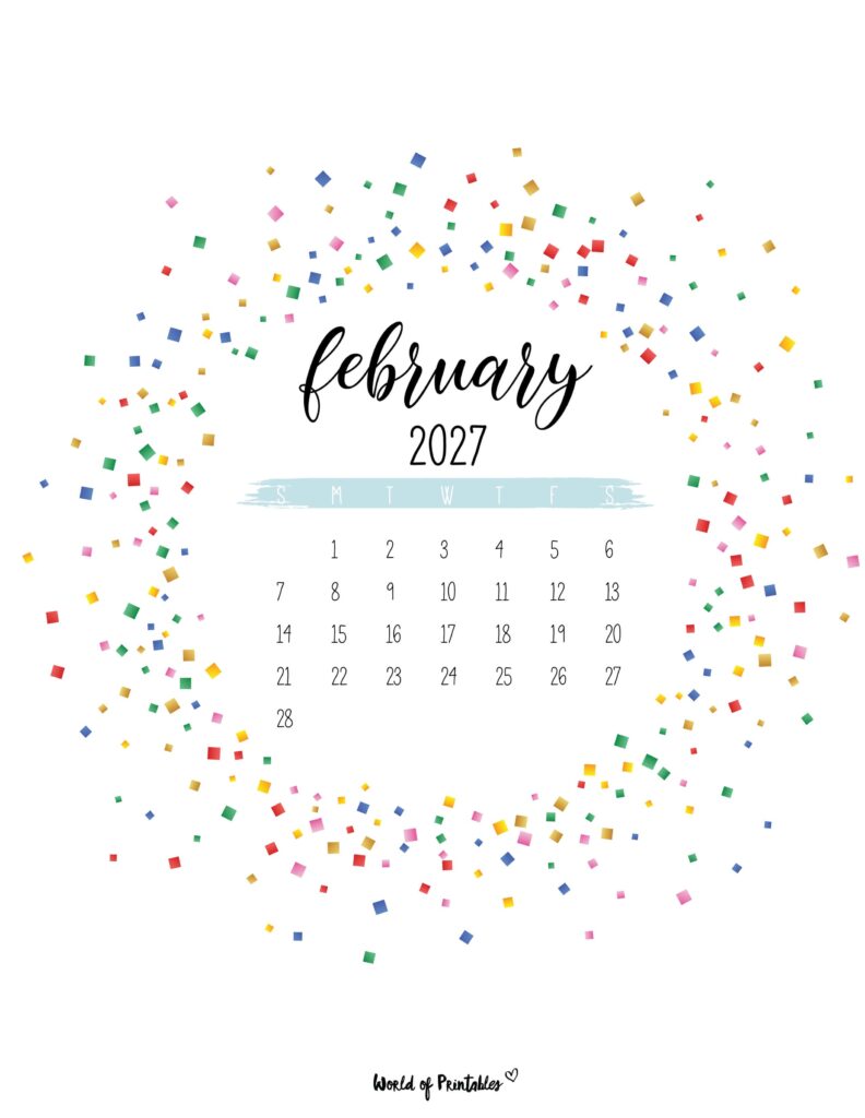 Printable February 2027 Calendar Design 6