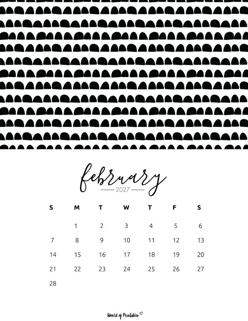 Printable February 2027 Calendar Design 61