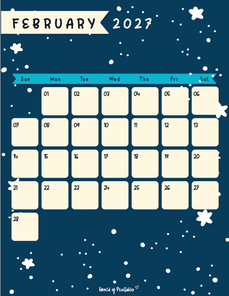 Printable February 2027 Calendar Design 95