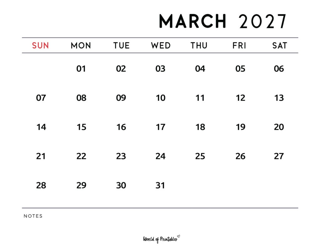 Printable March 2027 Calendar Design 112
