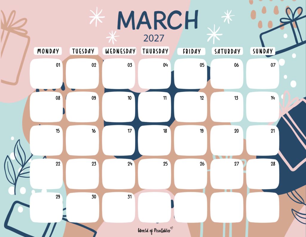 Printable March 2027 Calendar Design 113