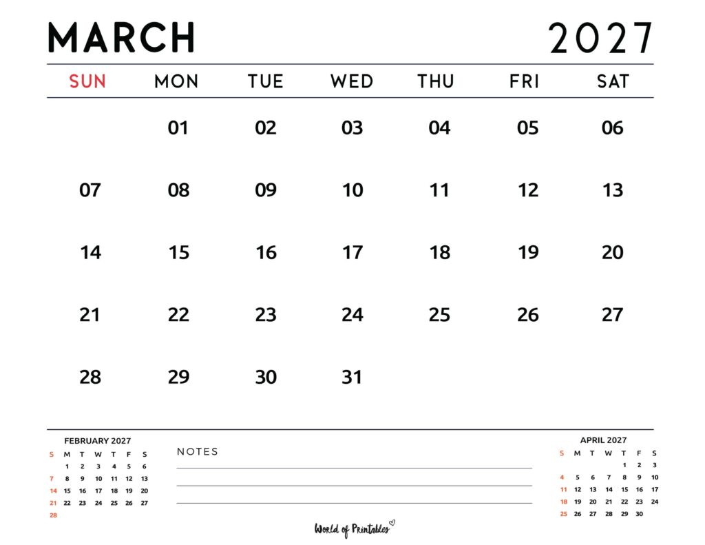 Printable March 2027 Calendar Design 119