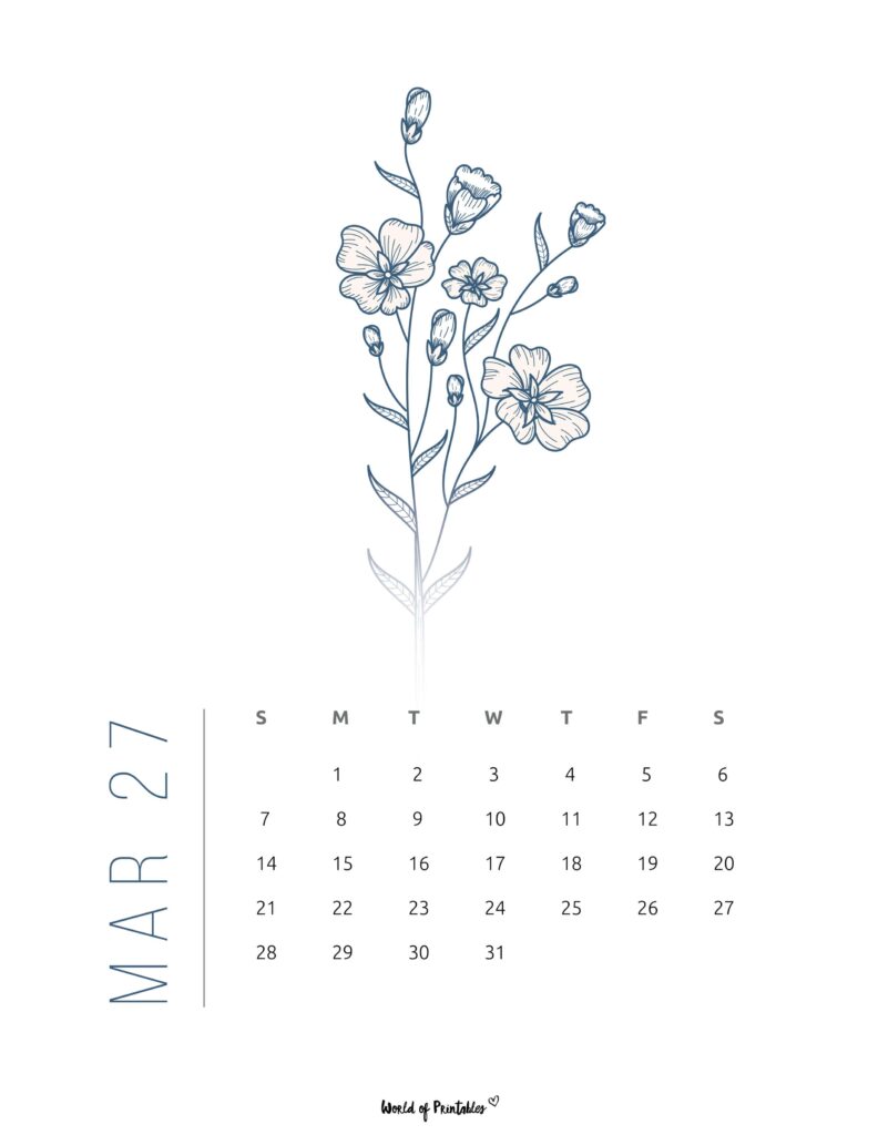 Printable March 2027 Calendar Design 17