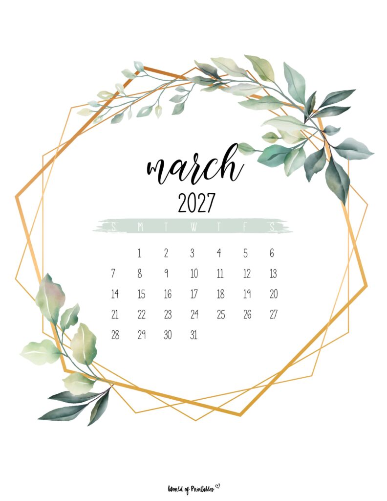 Printable March 2027 Calendar Design 18
