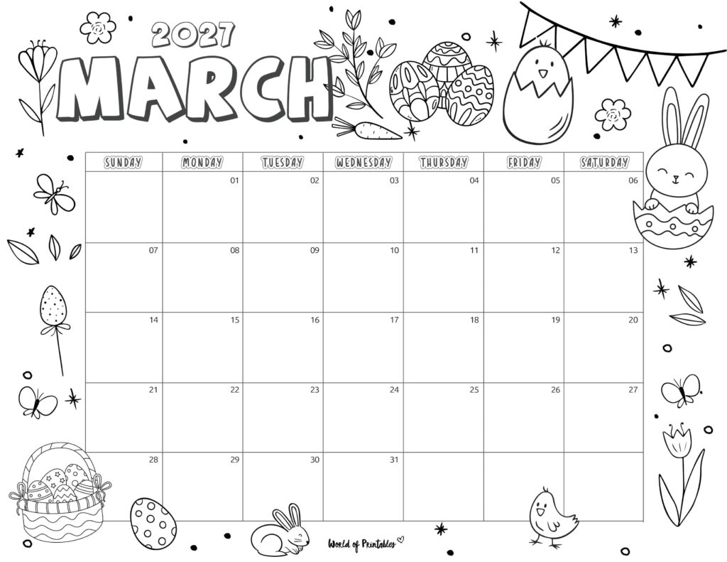 Printable March 2027 Calendar Design 215