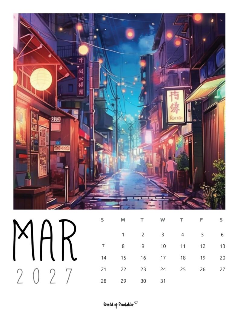 Printable March 2027 Calendar Design 223