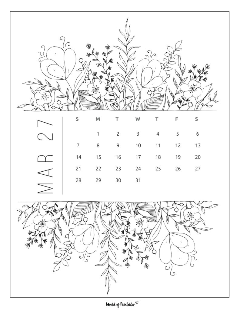 Printable March 2027 Calendar Design 23