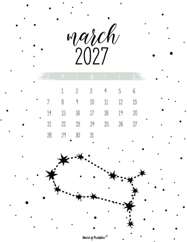 Printable March 2027 Calendar Design 24