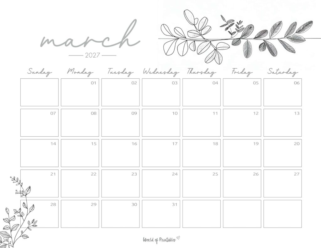 Printable March 2027 Calendar Design 249