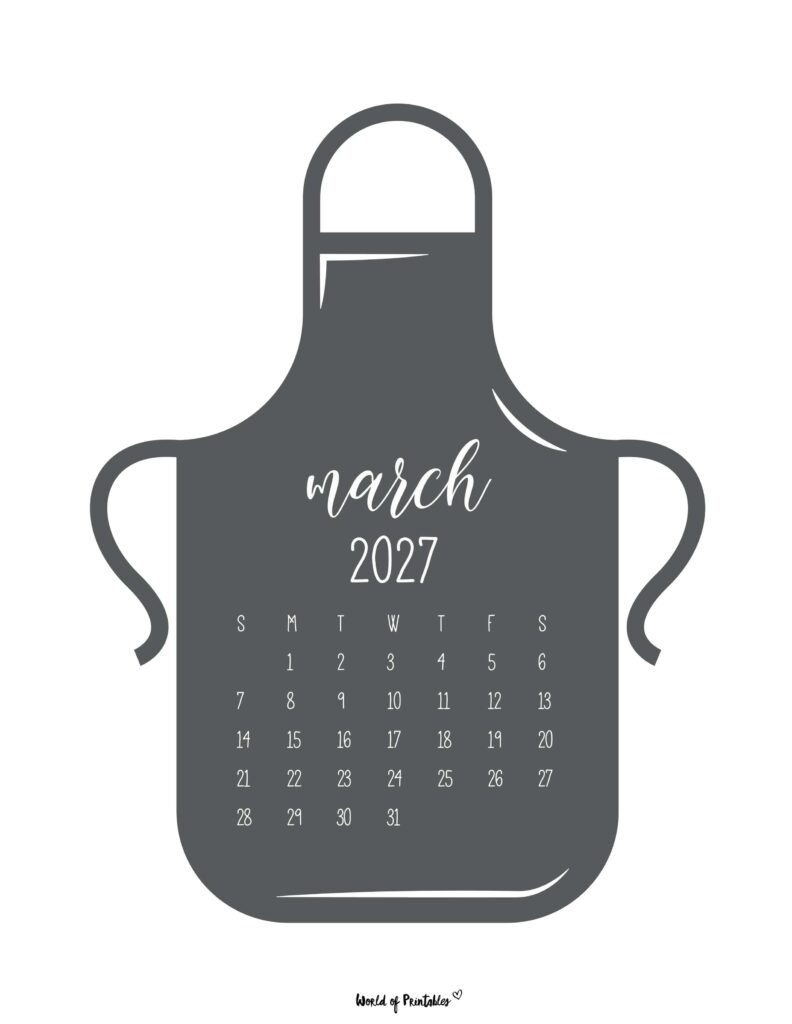 Printable March 2027 Calendar Design 25