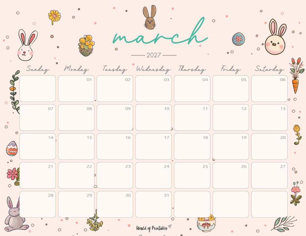 Printable March 2027 Calendar Design 253