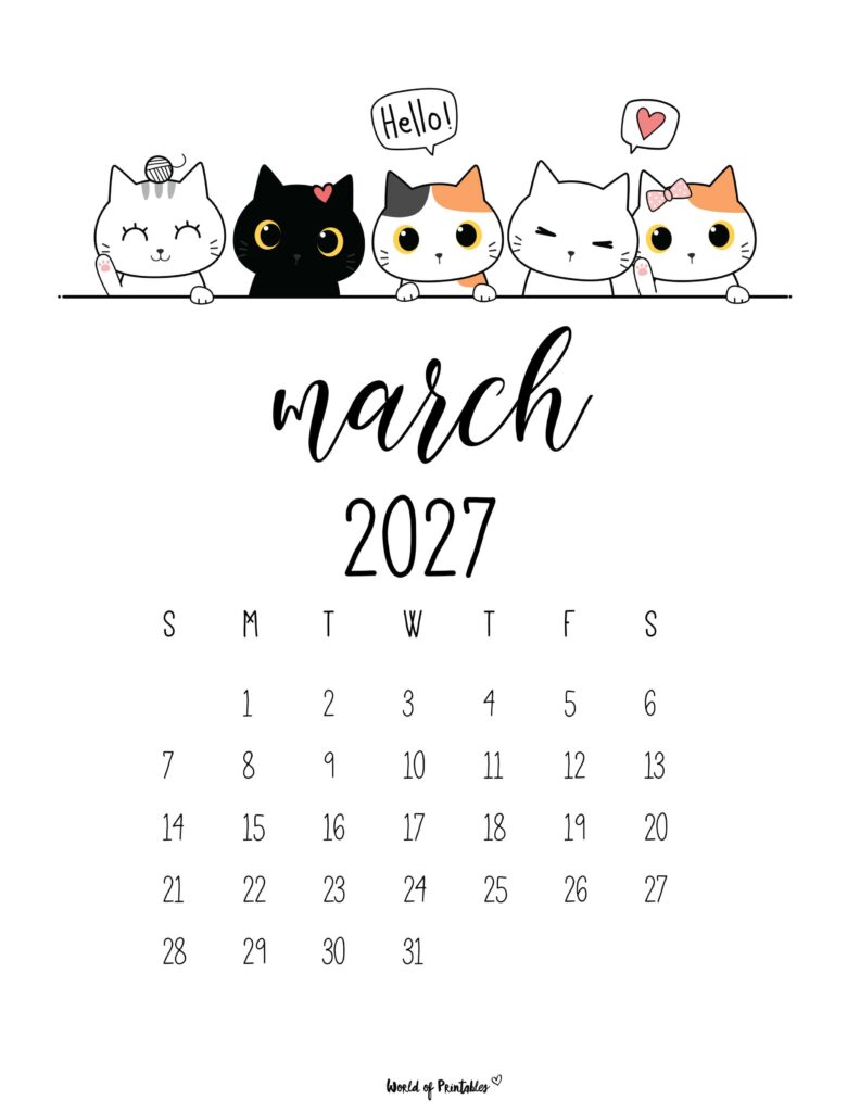 Printable March 2027 Calendar Design 29