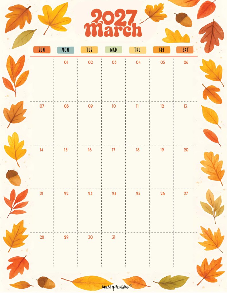 Printable March 2027 Calendar Design 304