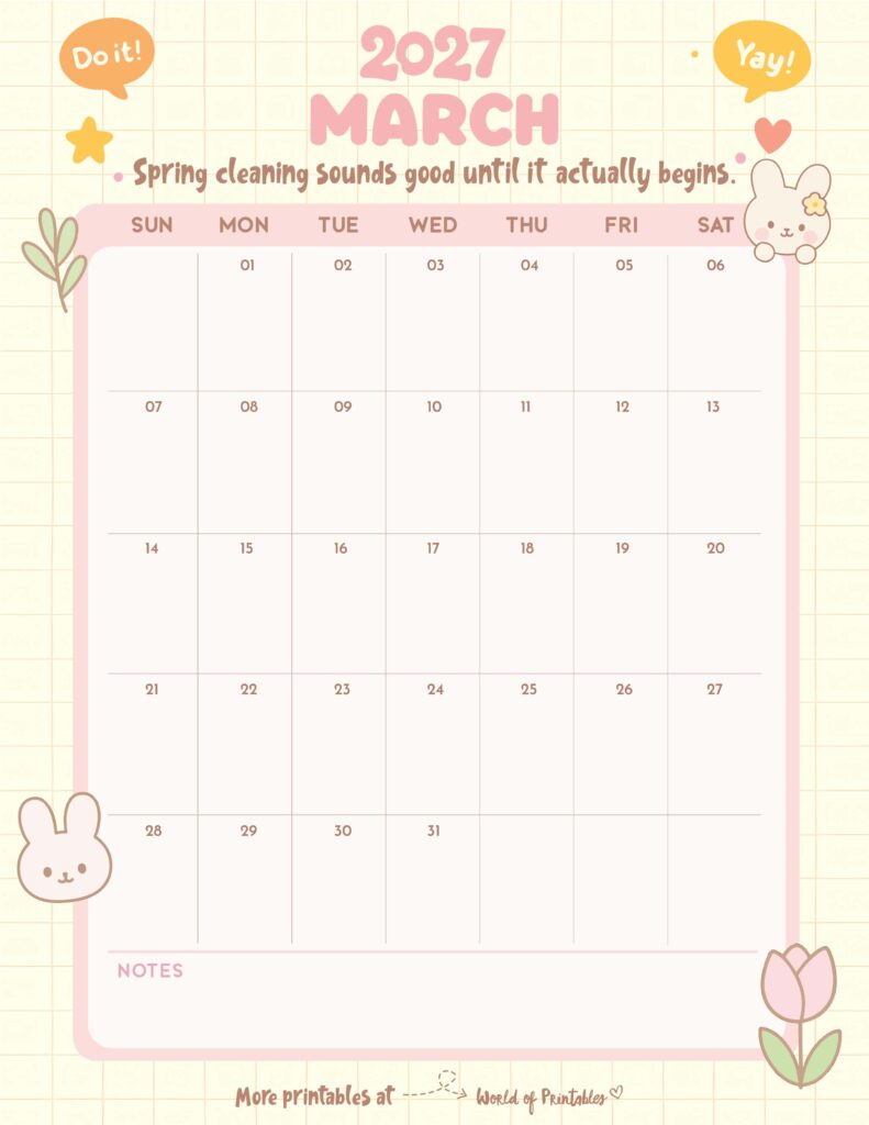 Printable March 2027 Calendar Design 326