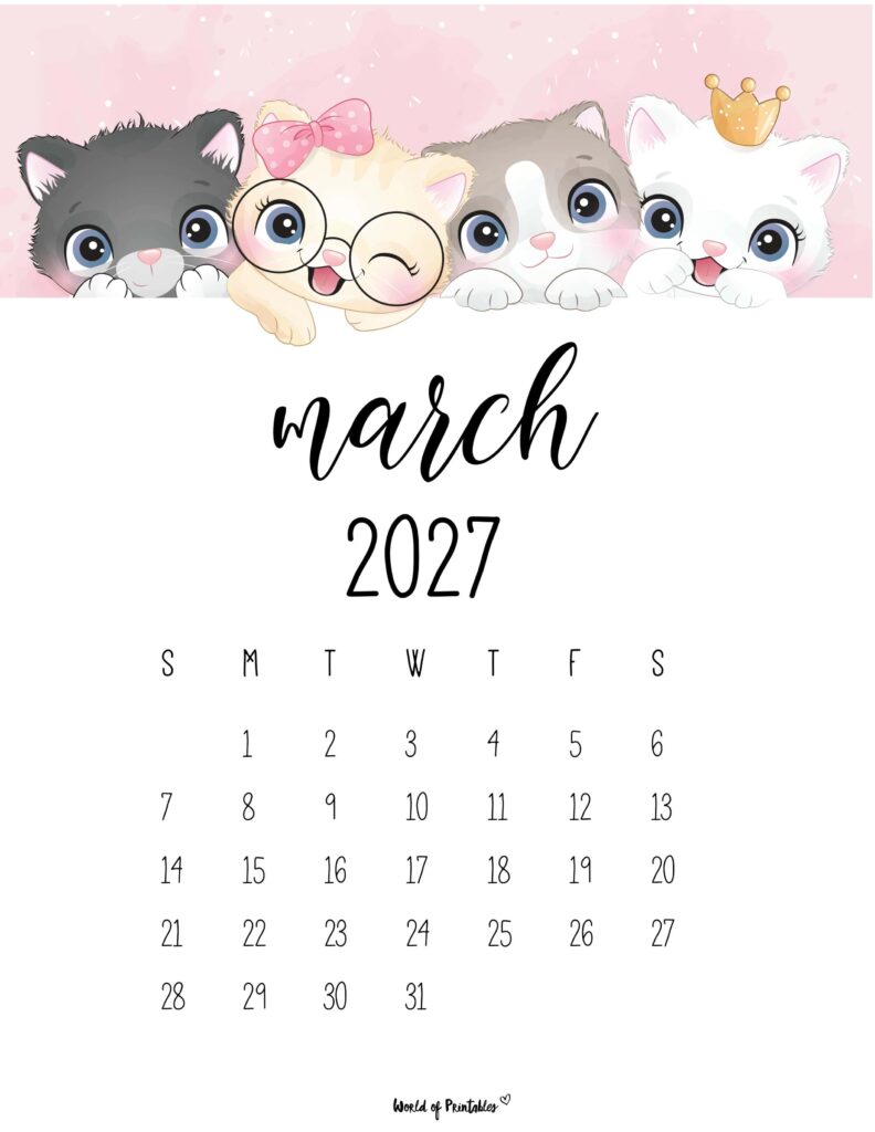 Printable March 2027 Calendar Design 33