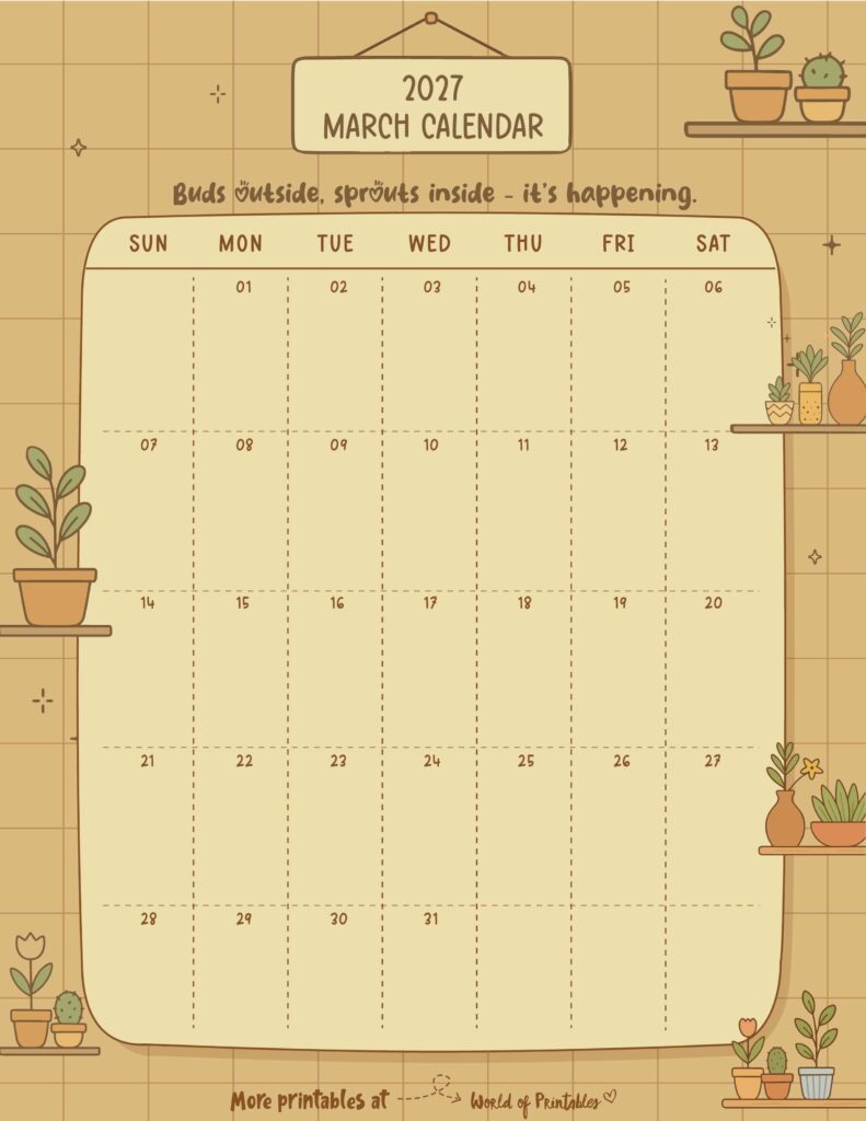 Printable March 2027 Calendar Design 336