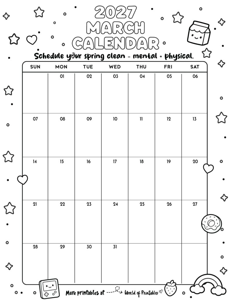 Printable March 2027 Calendar Design 340