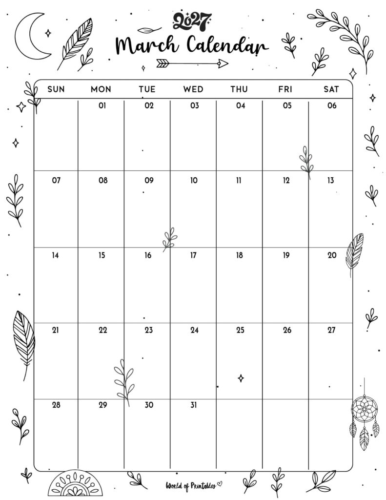 Printable March 2027 Calendar Design 341