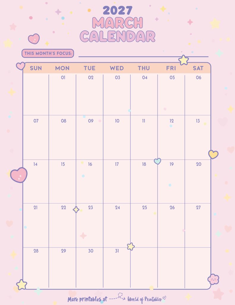 Printable March 2027 Calendar Design 343
