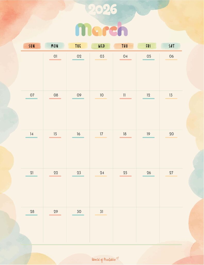 Printable March 2027 Calendar Design 346