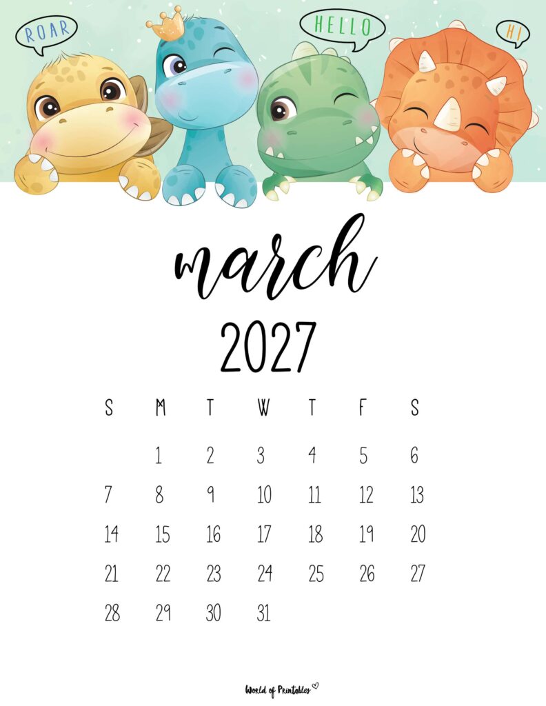 Printable March 2027 Calendar Design 35