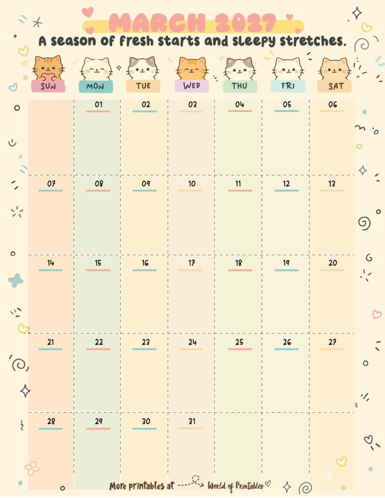 Printable March 2027 Calendar Design 360