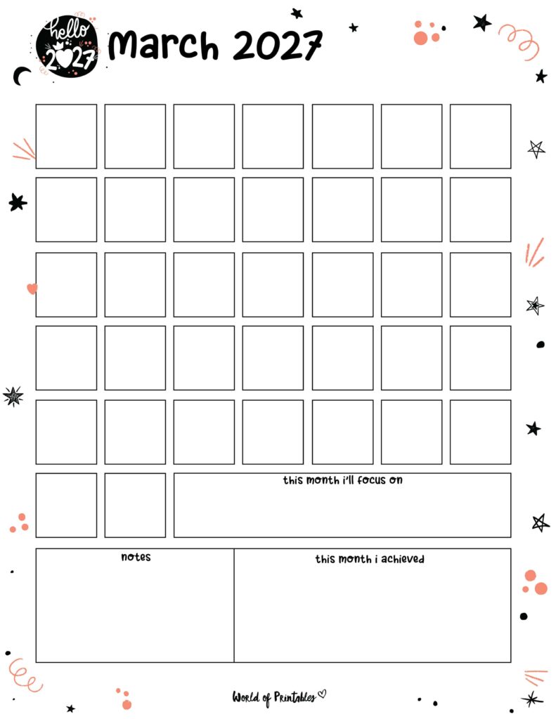 Printable March 2027 Calendar Design 361