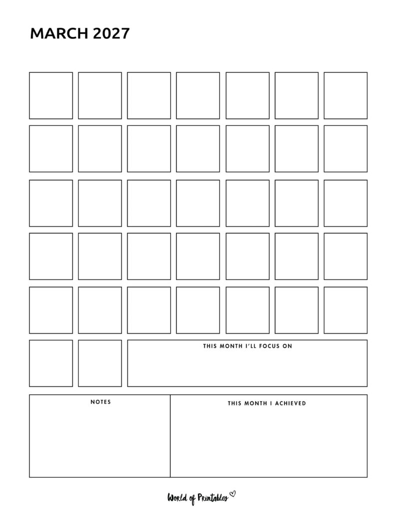 Printable March 2027 Calendar Design 362
