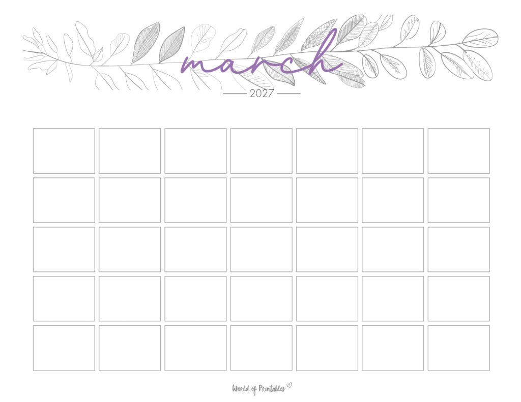 Printable March 2027 Calendar Design 366