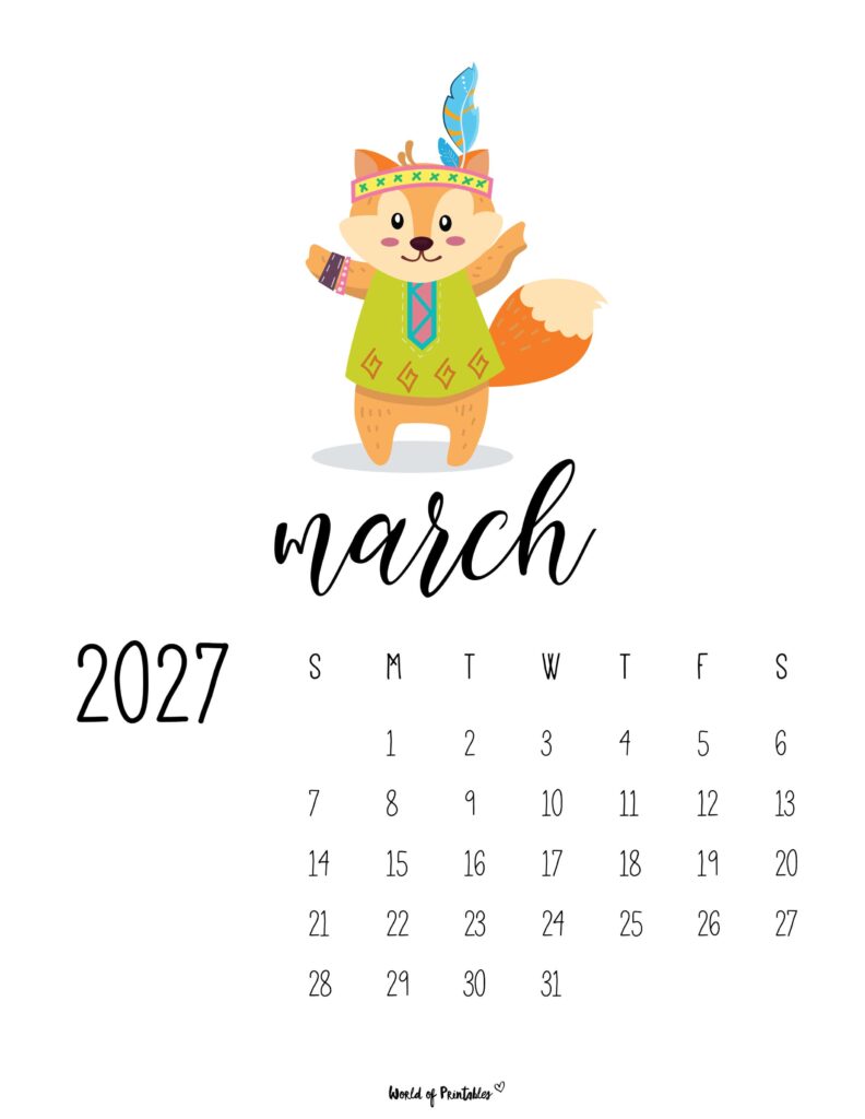 Printable March 2027 Calendar Design 37