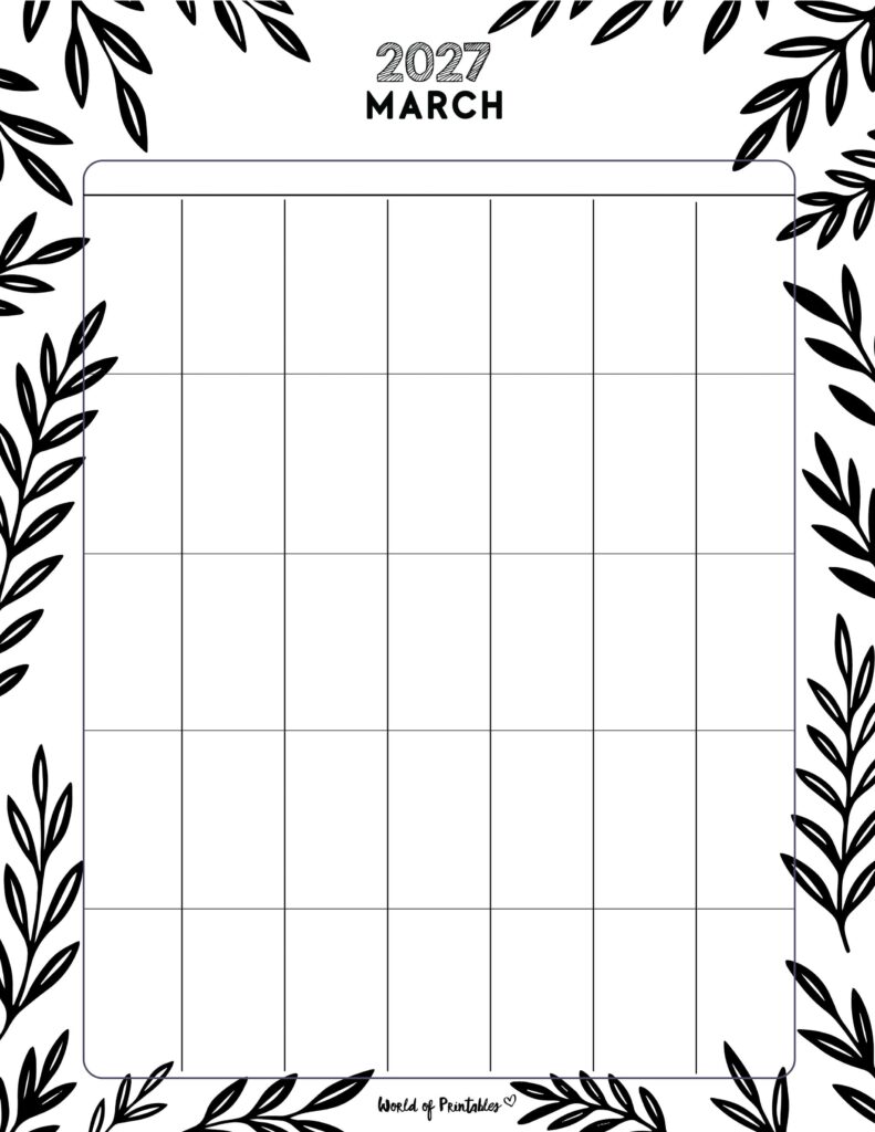 Printable March 2027 Calendar Design 370