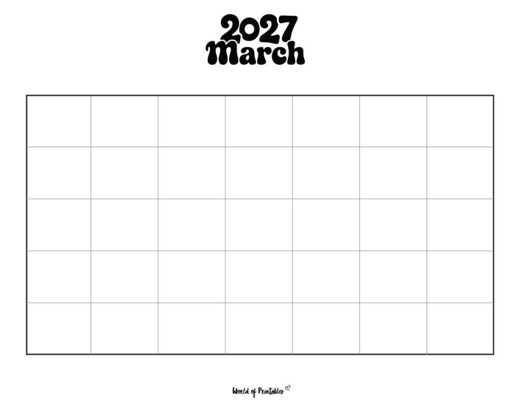 Printable March 2027 Calendar Design 371
