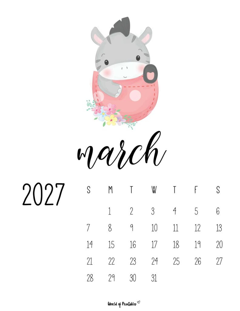 Printable March 2027 Calendar Design 38