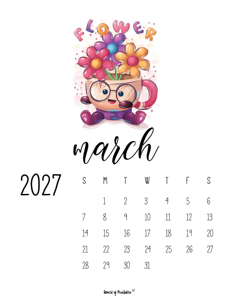 Printable March 2027 Calendar Design 43