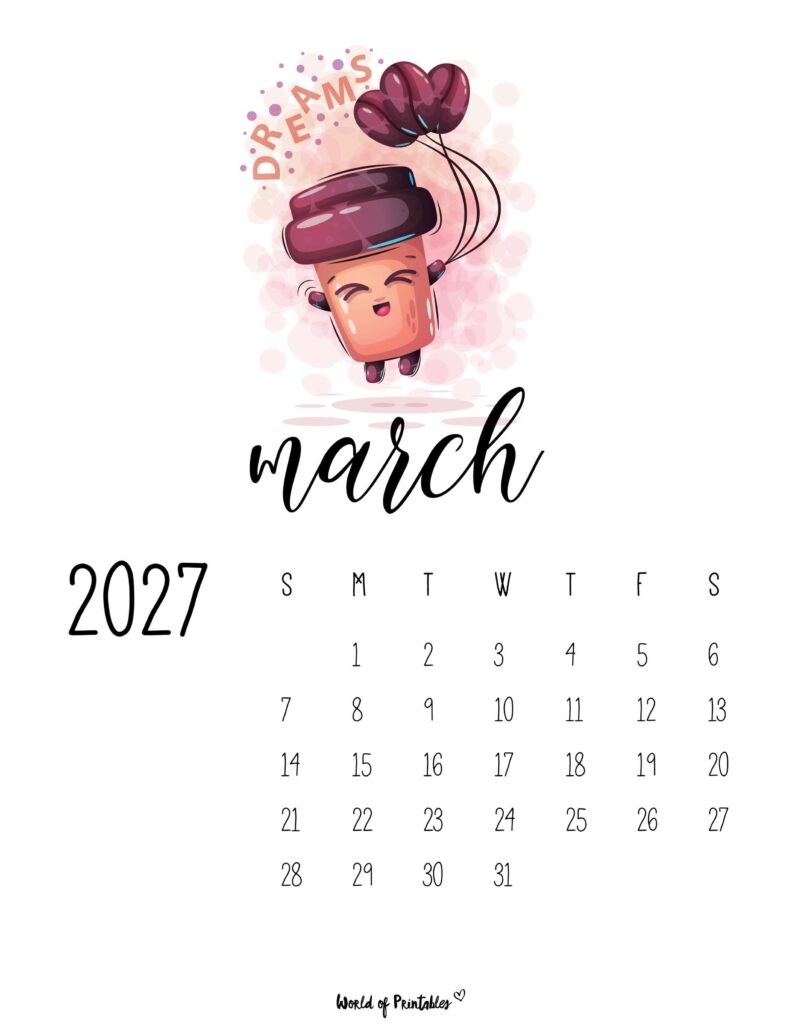 Printable March 2027 Calendar Design 44