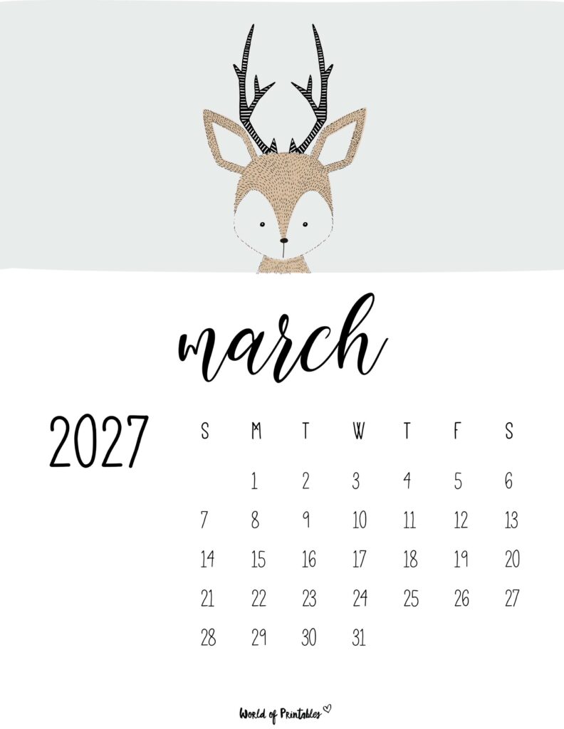 Printable March 2027 Calendar Design 45