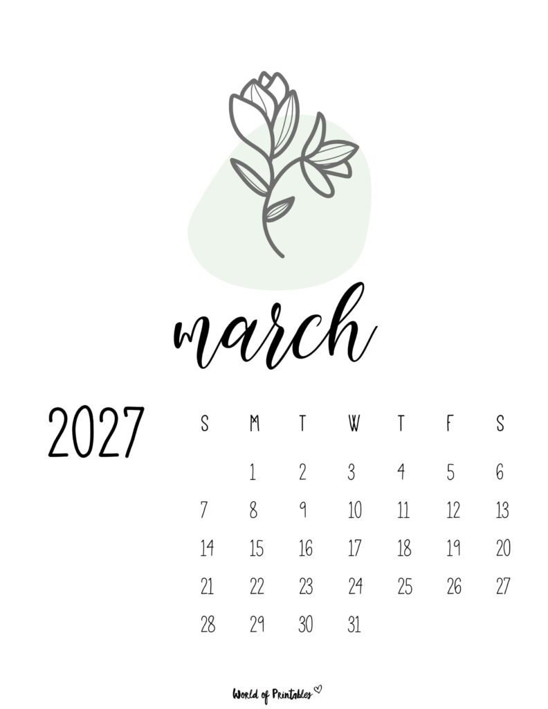 Printable March 2027 Calendar Design 46