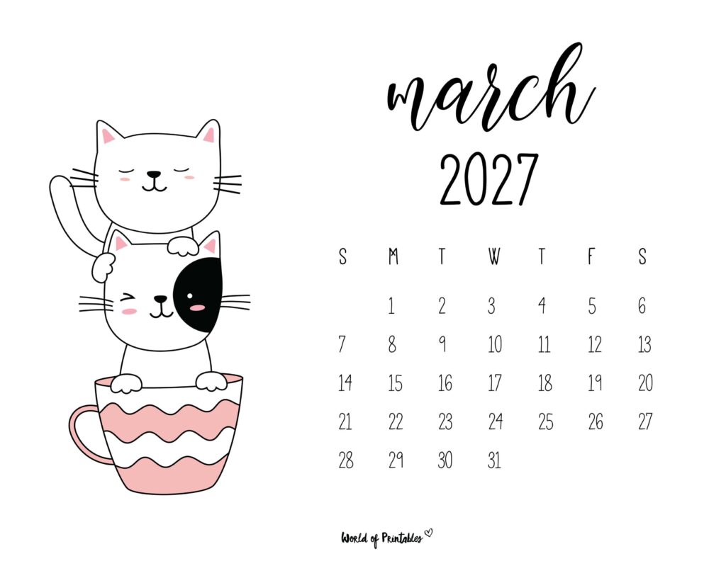 Printable March 2027 Calendar Design 48
