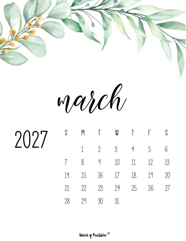 Printable March 2027 Calendar Design 49