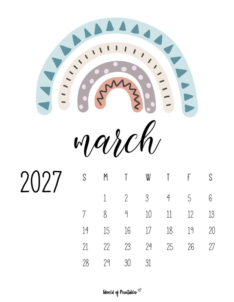 Printable March 2027 Calendar Design 51