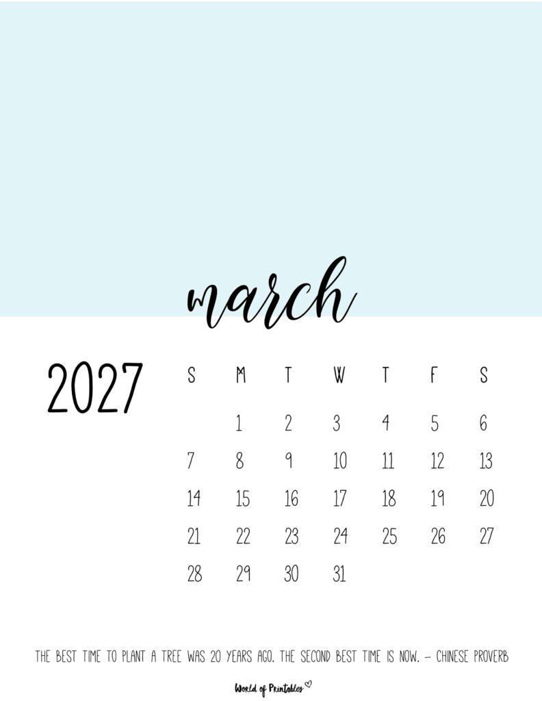 Printable March 2027 Calendar Design 54