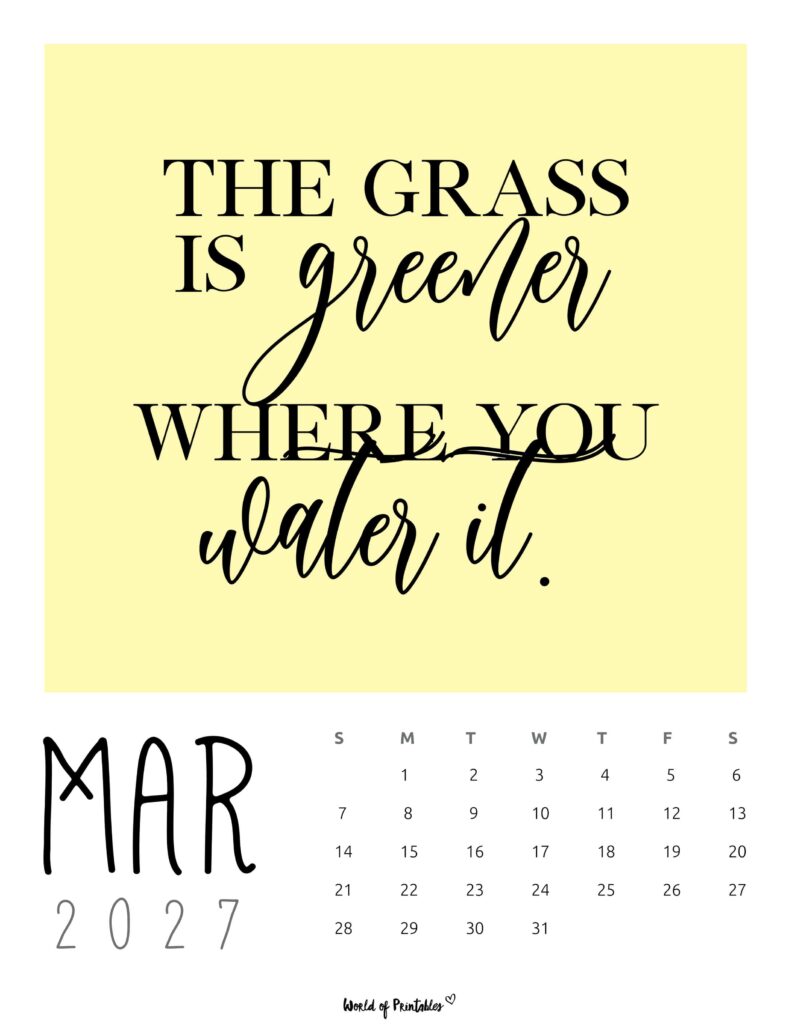 Printable March 2027 Calendar Design 60
